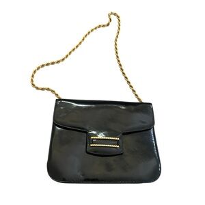 Vintage Leather Black Gold Rope Medium Shoulder Bag